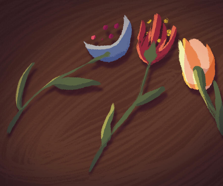 Fantasy Flowers on a Table